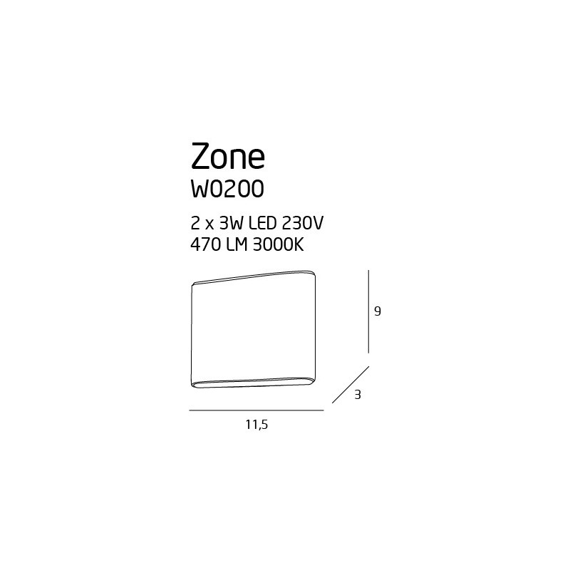 Applique ZONE I LED 2X3W 3000K IP44 - blanc 