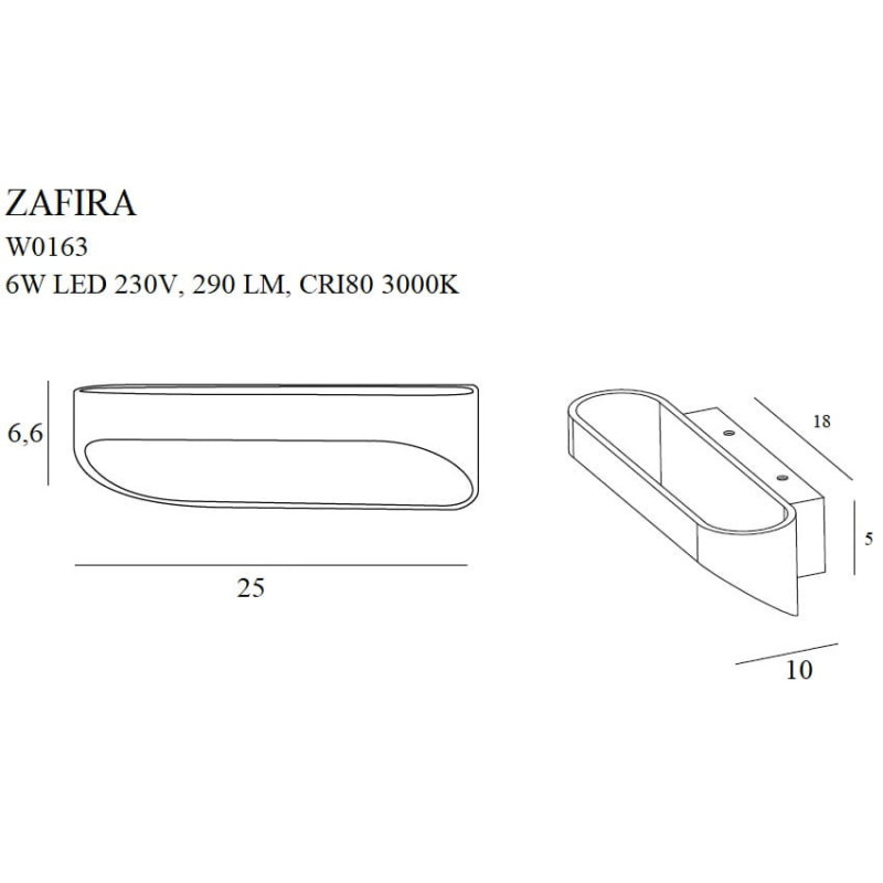 Applique ZAFIRA LED 6W 3000K - blanc 