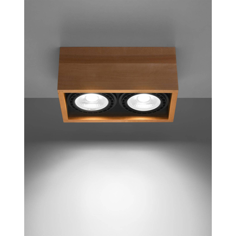 Downlight apparent QUATRO 2xGU10 AR111 - bois naturel 