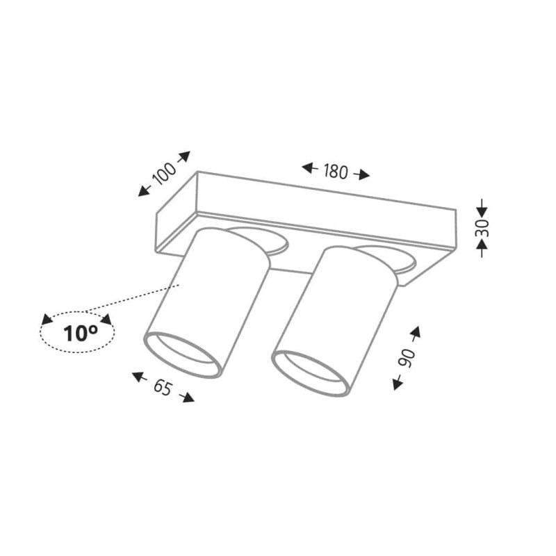 Downlight apparent TARUMI 2xGU10 - noir 