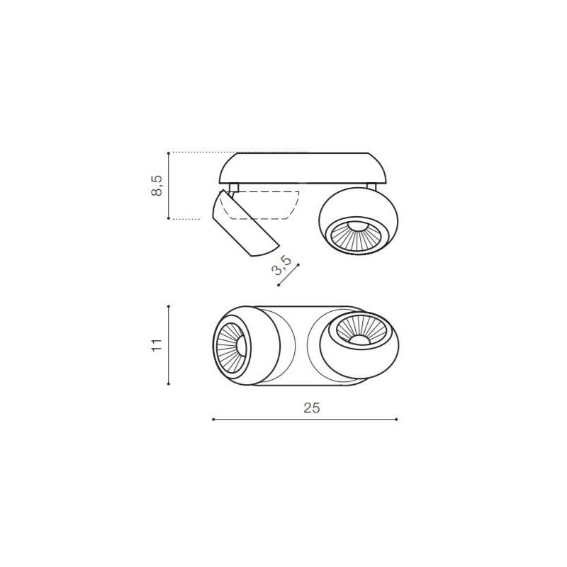 Downlight apparent OJOS LED 12W 3000K 24° - noir 