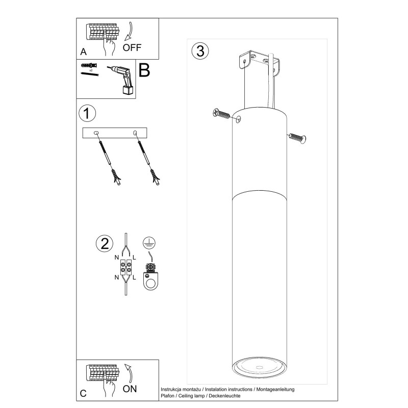 Downlight de surface PABLO GU10 - noir / bois 