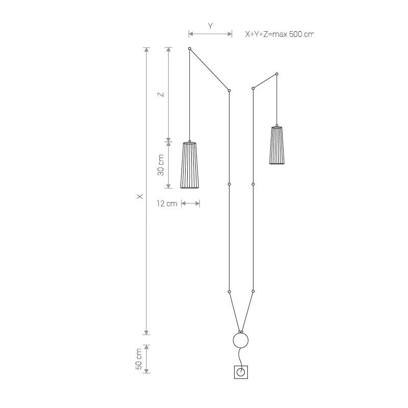 DOVER II 2xGU10 Suspension luminaire design / applique - noir