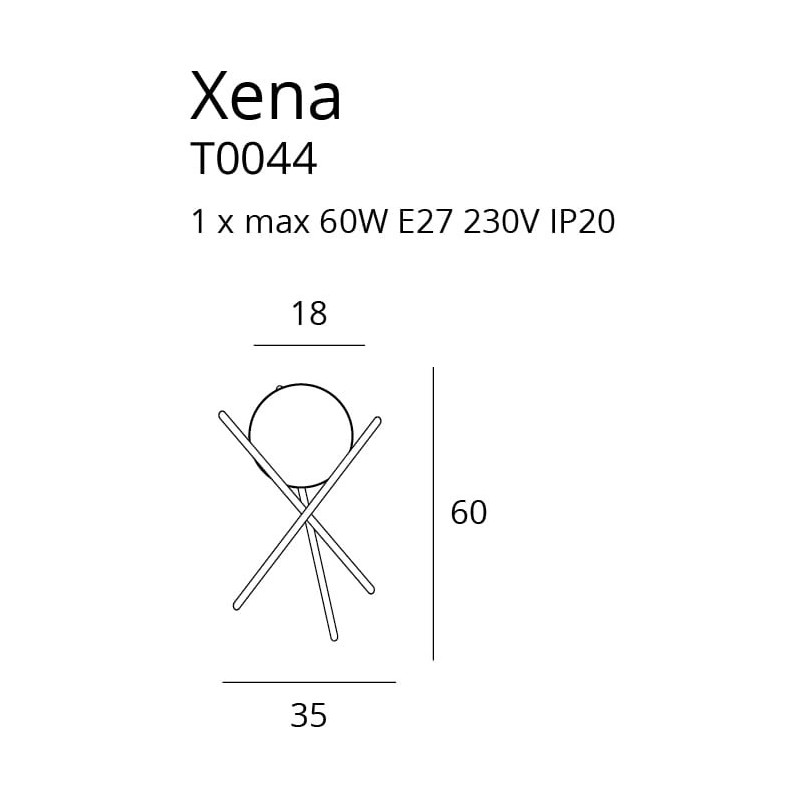 Lampe de table XENA E27 - laiton / blanc 