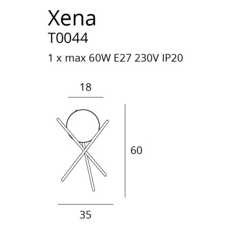 Lampe de table XENA E27 - laiton / blanc 