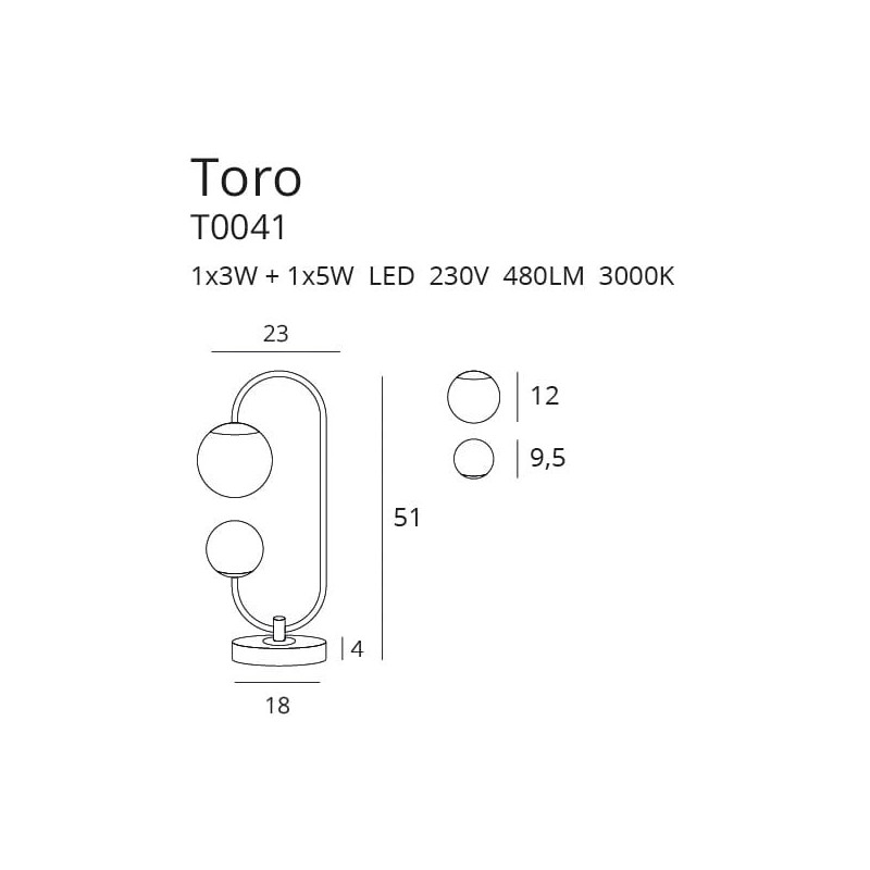 Lampe de table TORO LED 8W 3000K - or 