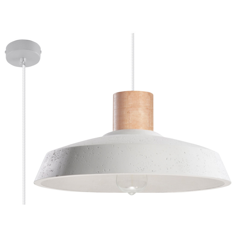 Lampe Suspendue industrielle AFRA E27 - blanc / béton