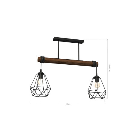 Lampe Suspendue industrielle ACERO 2xE27 - noir / marron