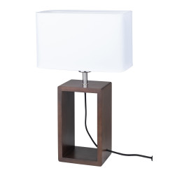 Lampe de table CADRE 7712976 E27 - noyer / blanc 