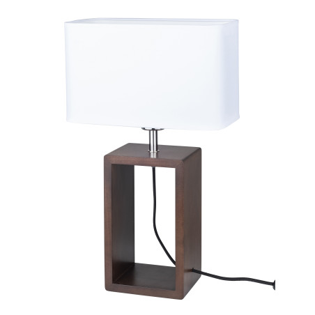 Lampe de table CADRE 7712976 E27 - noyer / blanc 