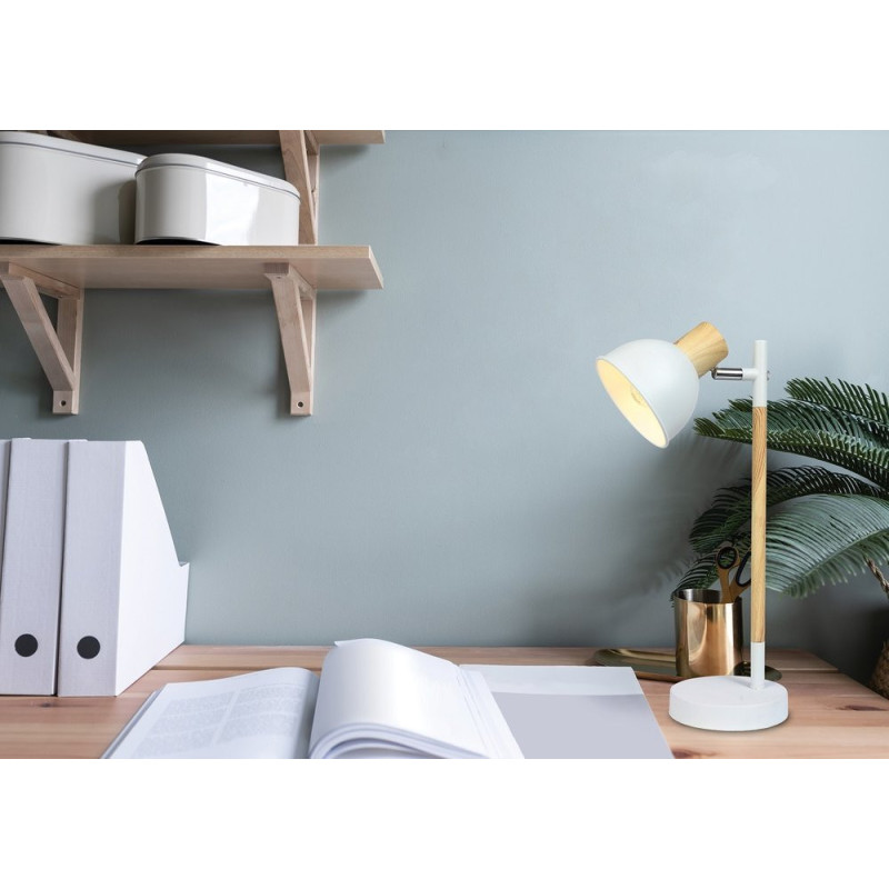 Lampe de table BONDO E14 - blanc // bois 