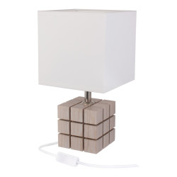 Lampe de table RUBI E27 - bois blanchi / blanc 