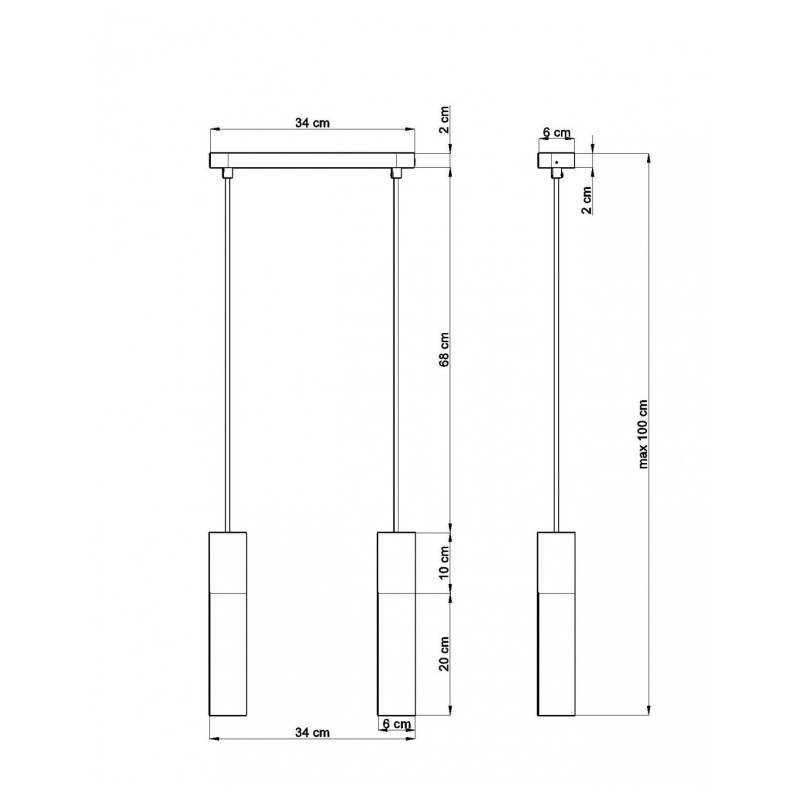 Suspension design BORGIO 2 GU10 - noir / gris