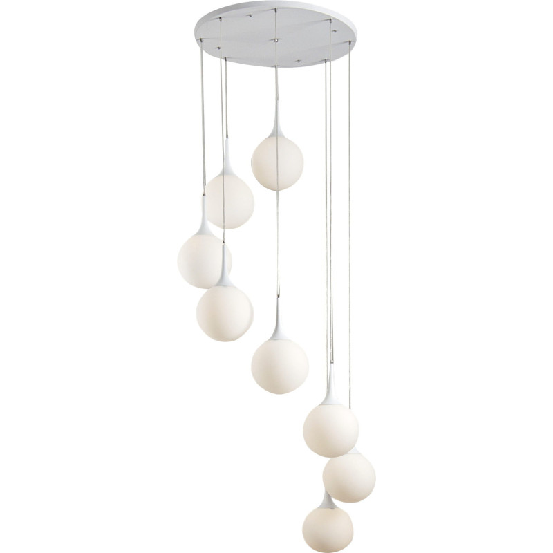 Suspension luminaire design BOLLE 8xE27 - blanc