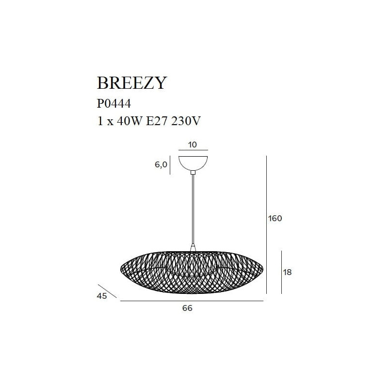 Suspension luminaire design BREEZY Ø66 E27 - noir