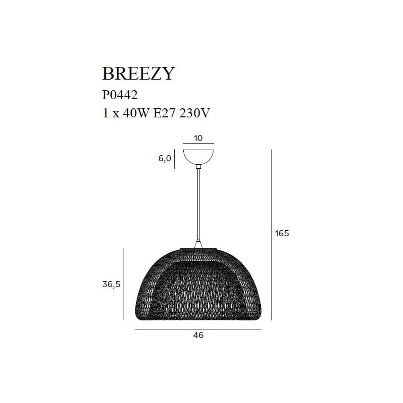 Suspension luminaire BREEZY Ø46 E27 - noir