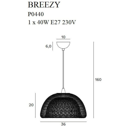 Lampe Suspendue design BREEZY Ø36 E27 - noir