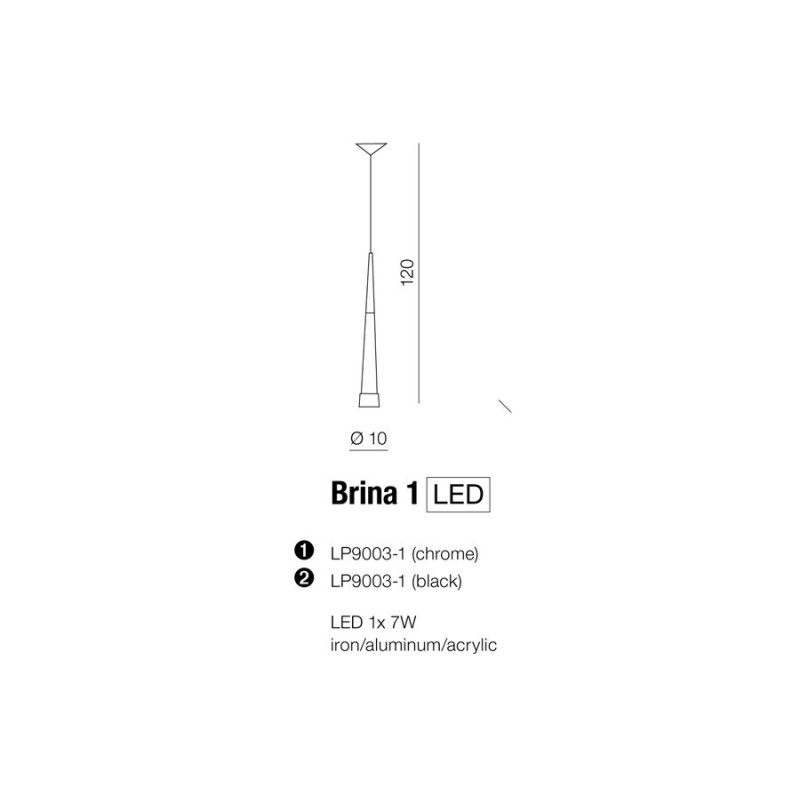 Lampe Design suspendue BRINA LED 7W noir