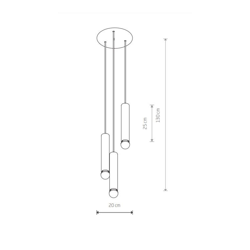 Suspension luminaire design BATON 3xE27 - noir