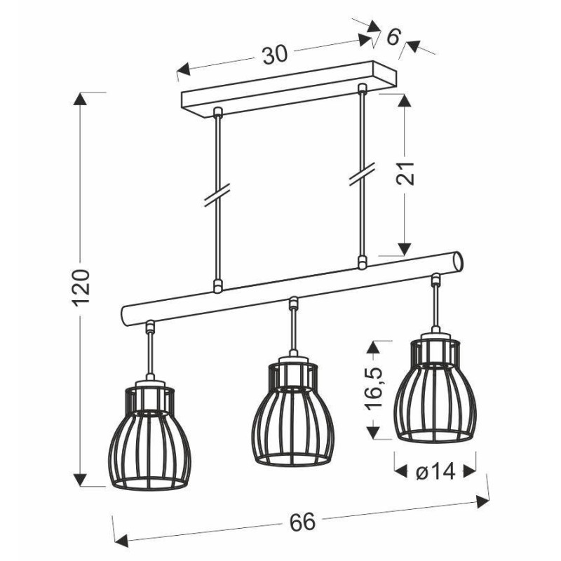 Luminaire Industriel Suspension BERNITA 3xE27 - noir