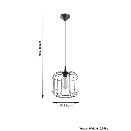 Lampe Suspendue industrielle CELTA E27 - noir