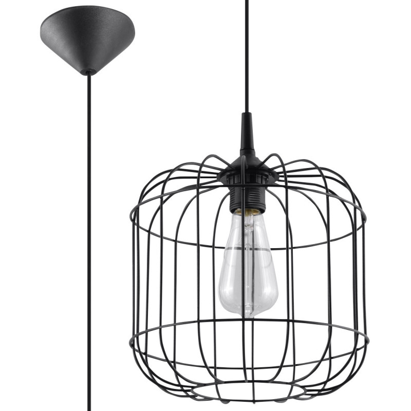 Lampe Suspendue industrielle CELTA E27 - noir