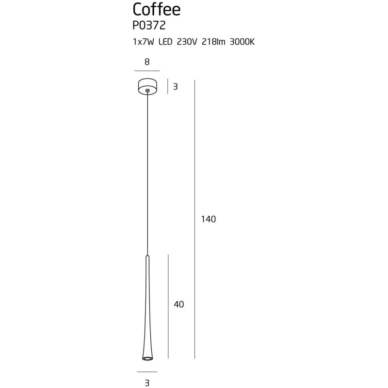 Lampe Design suspendue COFFEE LED 7W 3000K petit - noir