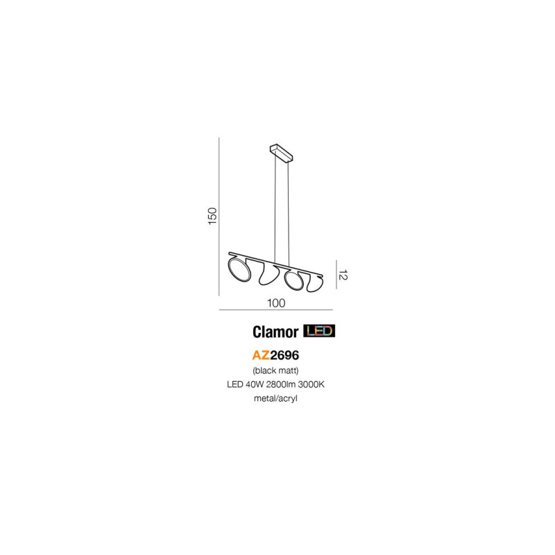 Luminaire Design suspendue CLAMOR LED 40W 3000K