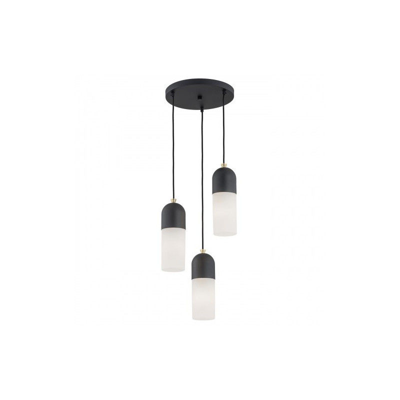 Suspension luminaire design BURGOS 3xE27 - noir / opale