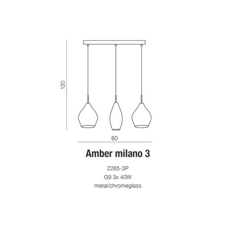 Lampe Suspendue design AMBER MILANO 3 3xG9 - chrome