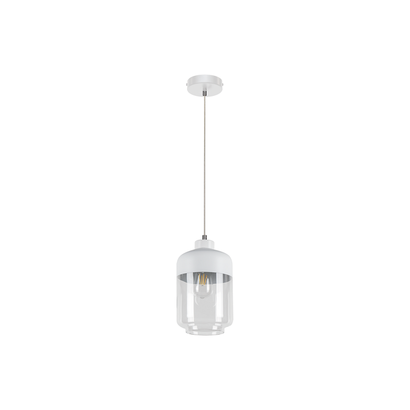 Suspension luminaire AMARETTO E27 - blanc / transparent