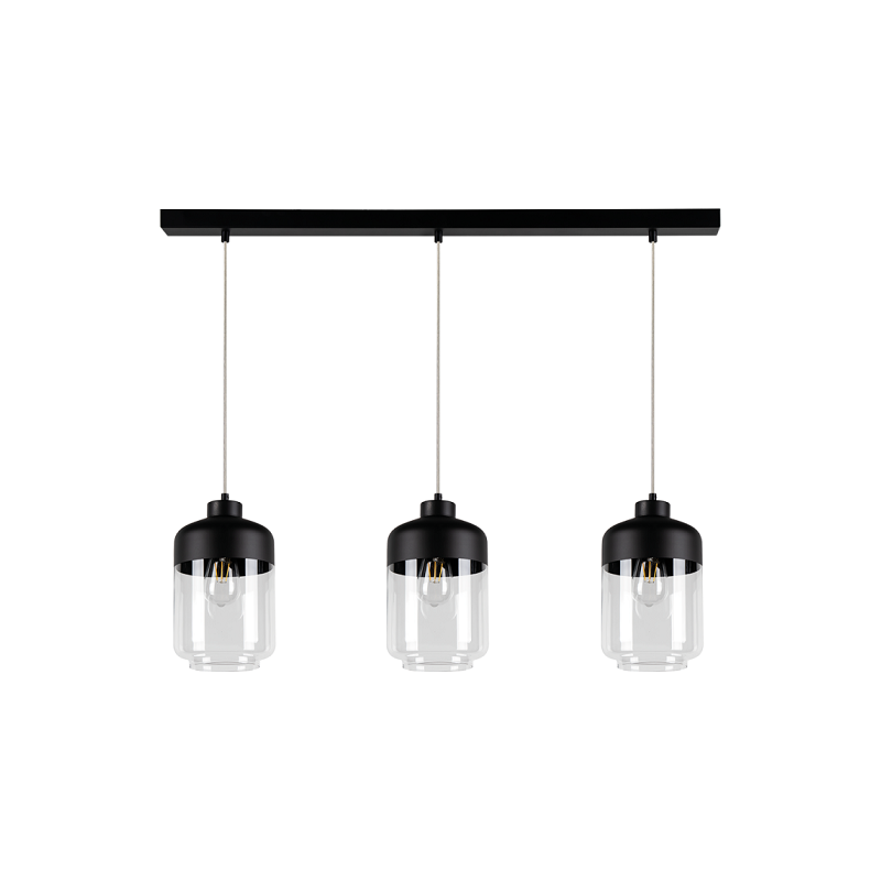 Lampe Suspendue design AMARETTO 3xE27 - noir / transparent