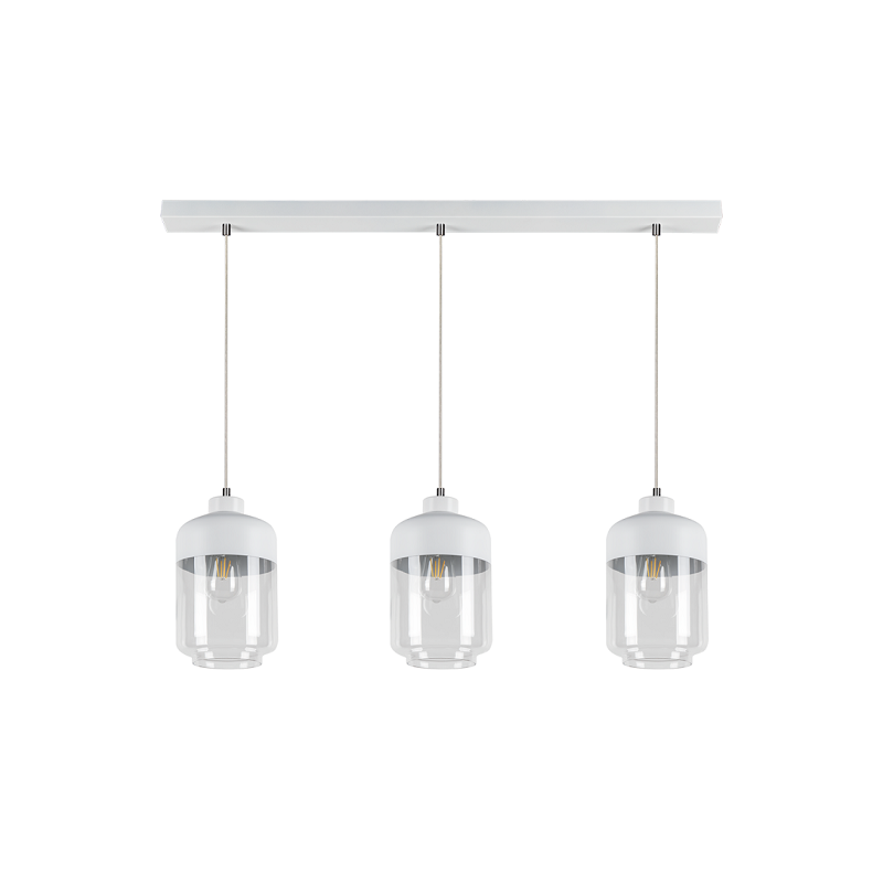 Lampe Suspendue design AMARETTO 3xE27 - blanc / transparent