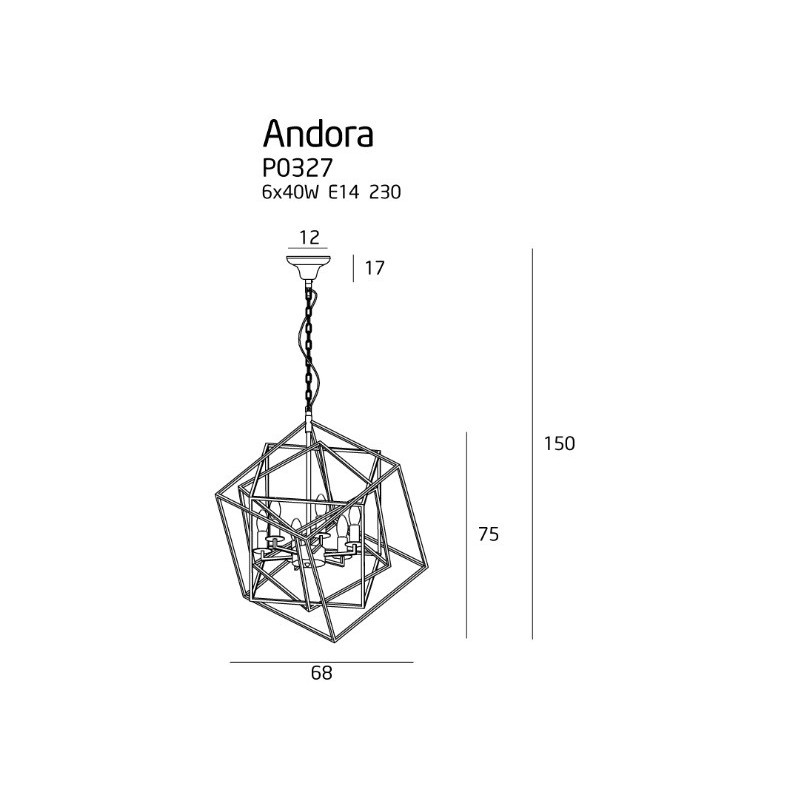 Suspension luminaire ANDORA 6xE14 - chrome