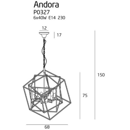 Suspension luminaire ANDORA 6xE14 - chrome