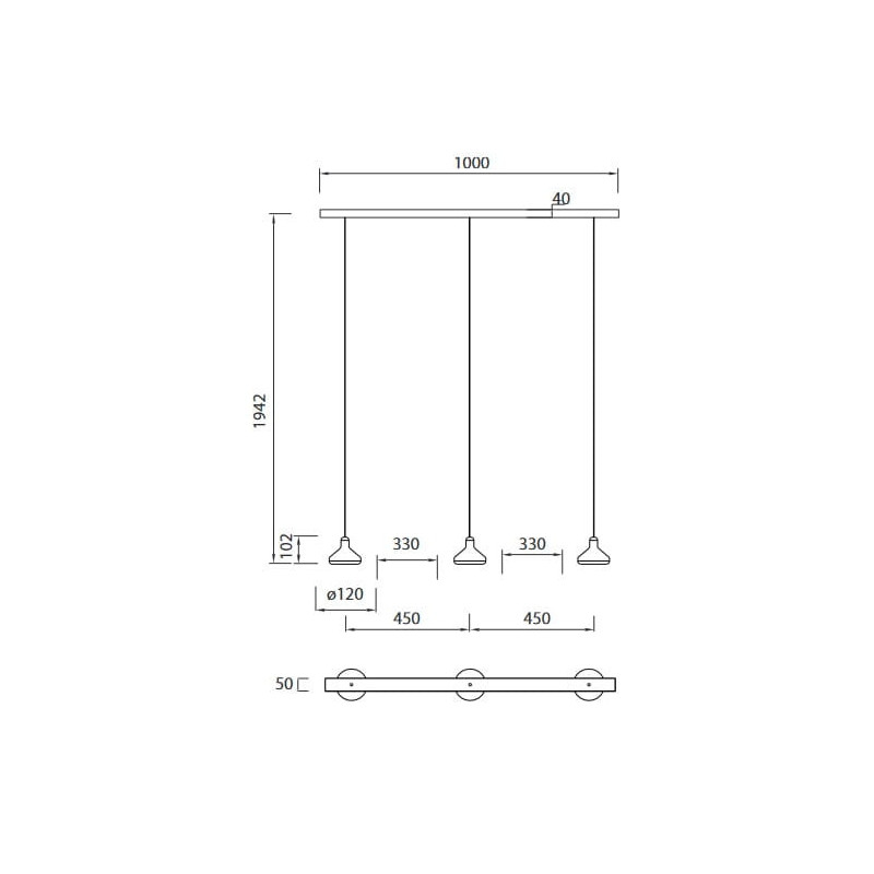 Luminaire Design suspendue ANTARES II LED 24W 3000K - noir / blanc