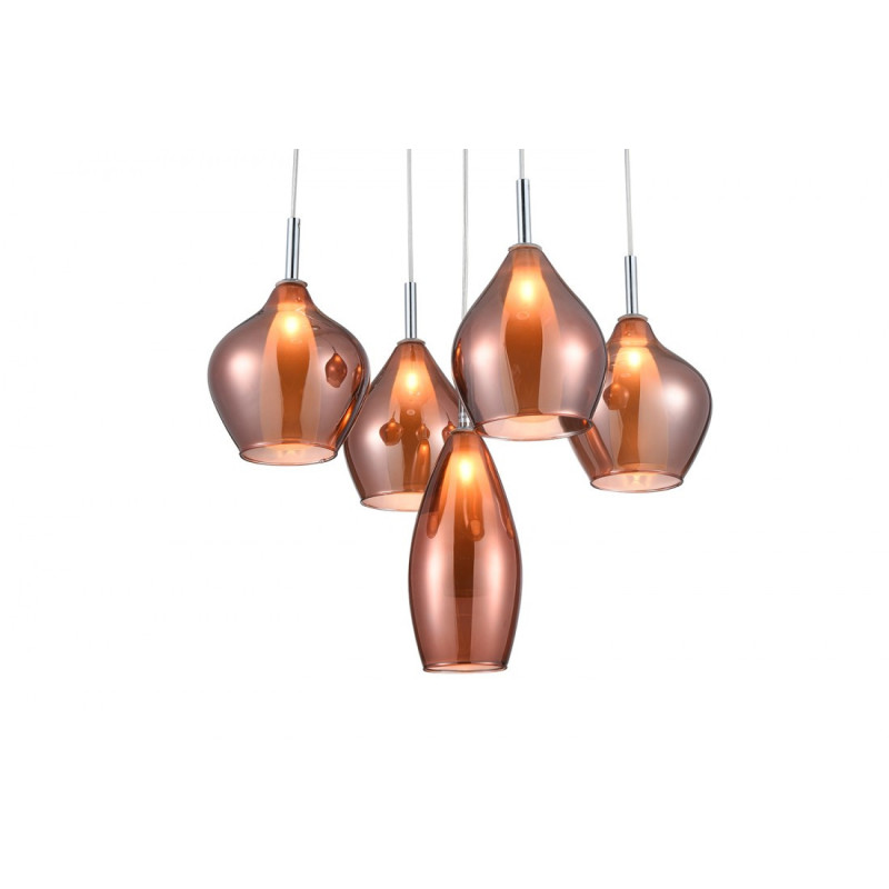 Suspension luminaire AMBER MILANO 5 5xG9 - cuivre