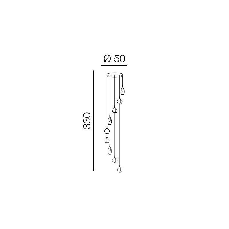 Suspension luminaire AMBRE MILANO 9 5xG9 - transparent