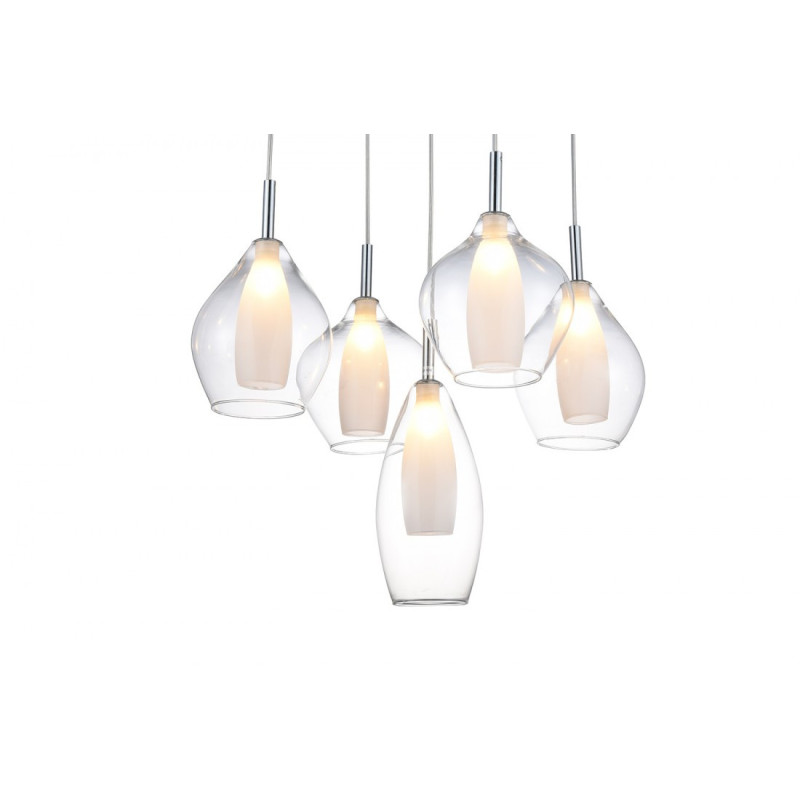 Suspension luminaire design AMBRE MILANO 5 5xG9 - transparent