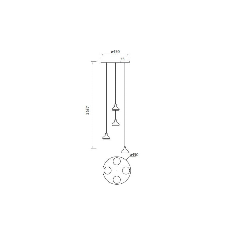 Lampe Design suspendue ANTARES LED 32W 3000K - noir / blanc