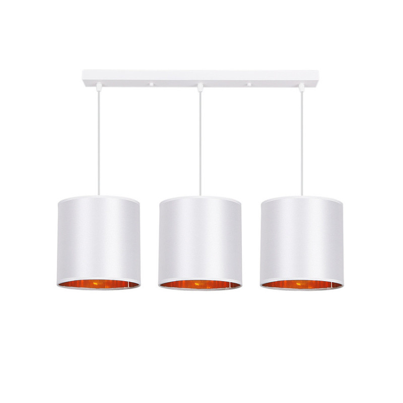 Suspension luminaire ATLANTA bande 3xE27 - blanc / or