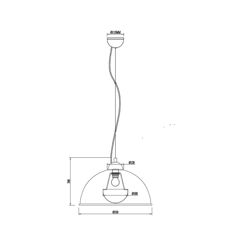 Suspension industrielle Design ANTENNE E27 - noir / or