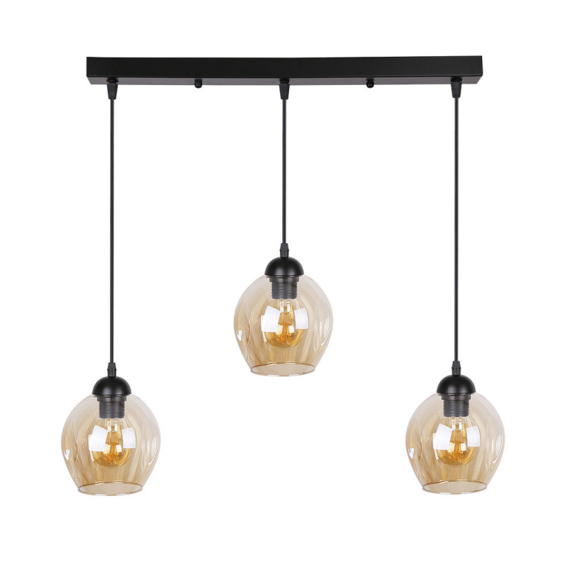 Suspension design ASPA 3xE27 - noir / ambre