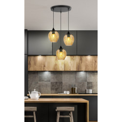 Lampe Suspendue design ASPA RO 3xE27 - noir / ambre