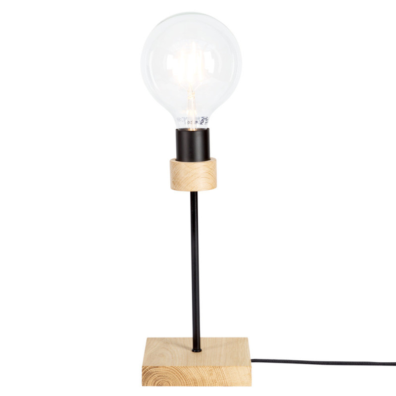 Lampe à poser CHANDELLE E27 - bois / noir 