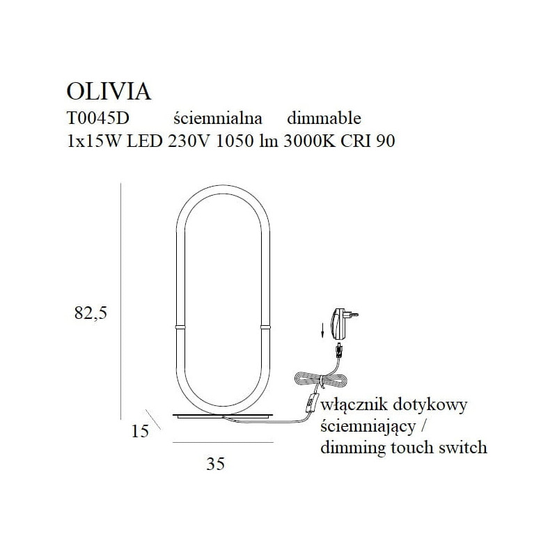 Lampe à poser OLIVIA LED 15W 3000K DIM - or 