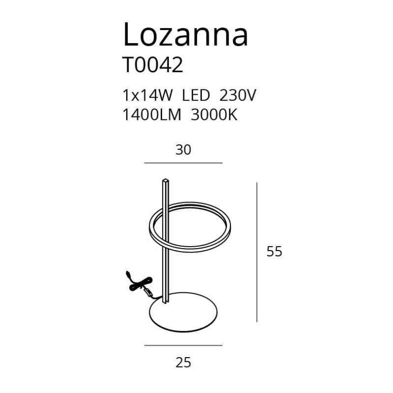 Lampe à poser LOZANNA LED 14W 3000K - or 