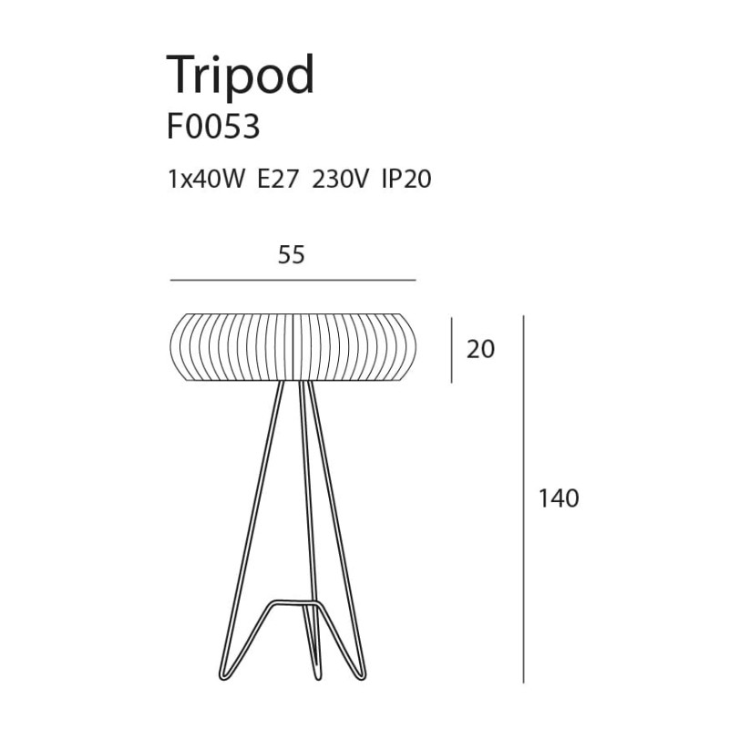 Lampadaire TRIPOD Ø55 E27 - noir / blanc 