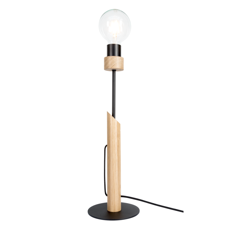 Lampe à poser SOLAGNE E27 50 cm - bois / noir 