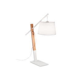 Lampe de bureau EMINENT TL1 E27 - bois / blanc